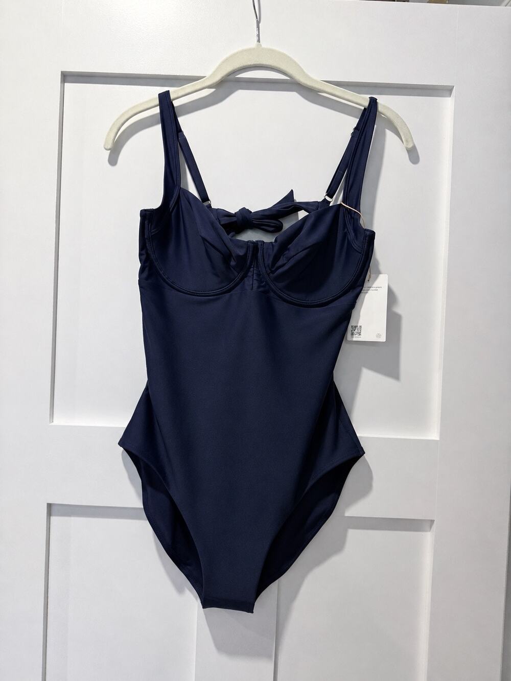 NWT Quince Italian Underwire One Piece Swimsuit Navy Size Large L Summer Resort